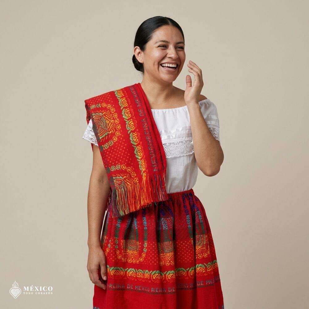 Traditional Mexican Floral Cambaya Dress Set – Handmade Three-Pieces